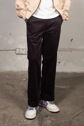 Wide Fit Pants - Black-XS