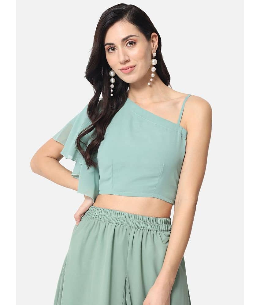 ALL WAYS YOU Women's Georgette Crop Top ( Light Blue )