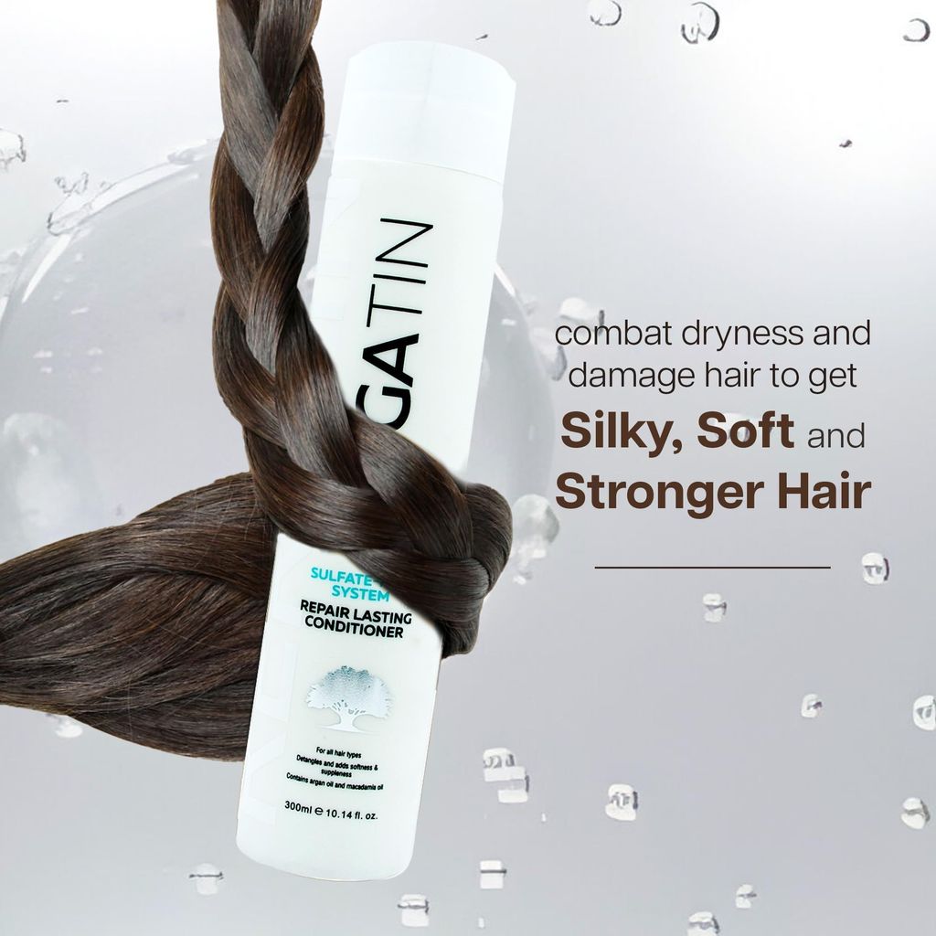 Argatin Keratin Repair Lasting Sulphate Free Conditioner | Enriched With Argan Oil & Aloe Vera Extract | Smooth, Shiny & Frizz Free Hair | Unisex 330 Ml