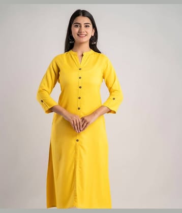 MAUKA - Yellow Rayon Women's Front Slit Kurti ( Pack of 1 )