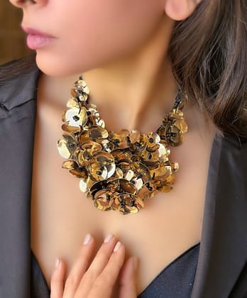 Golden Bloom Burst Neckhugger-Necklace