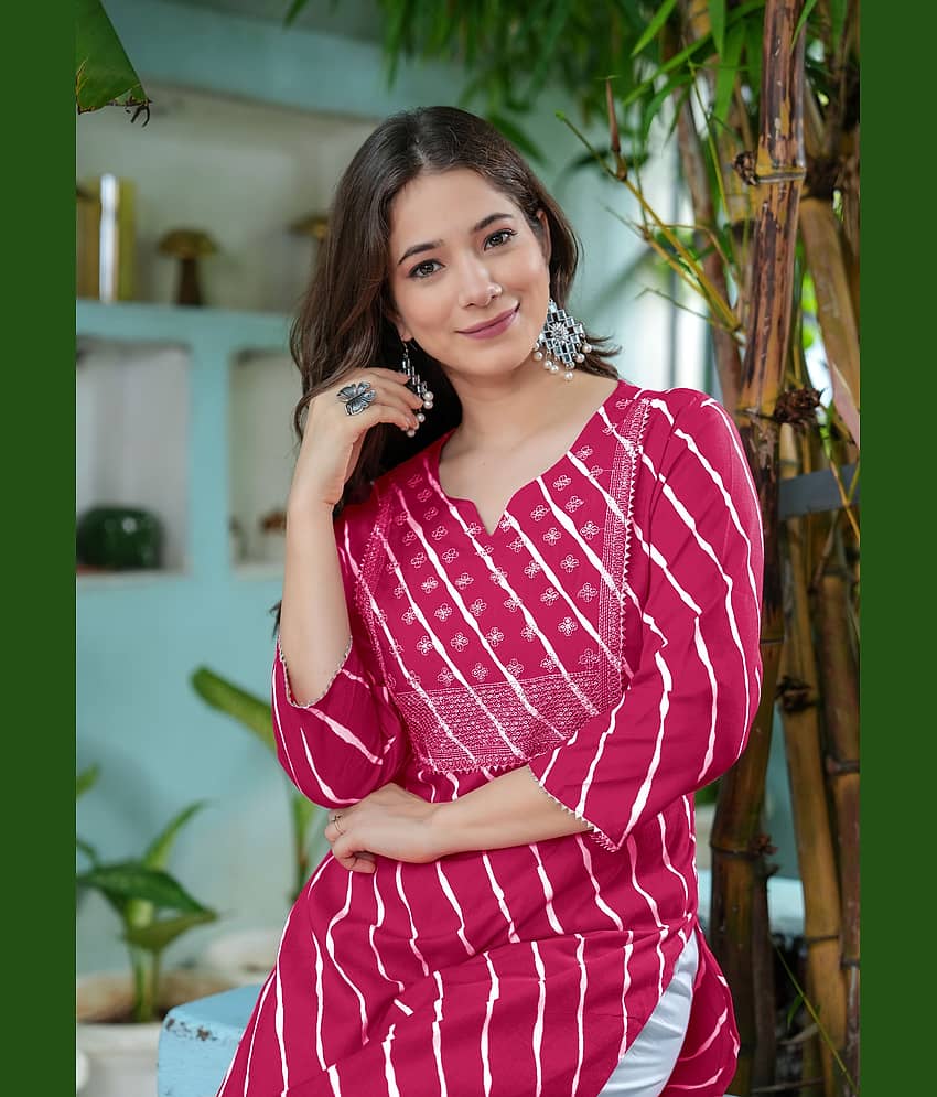 Kapadia Women Cotton Embroidered Straight Kurti ( Multicolor )