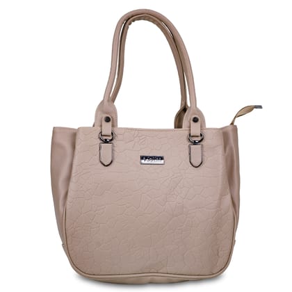 Jothi Tessel Premium Womens Handbag | 3-Compartment Synthetic Leather Tote | Pebbled Matte Finish | Water-Resistant | Soft Base | Blush Beige