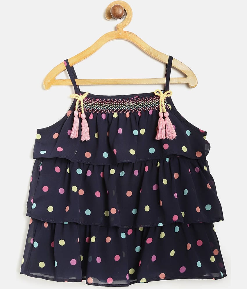 Nauti Nati Pack of 1 Girls Polyester Top ( Navy )
