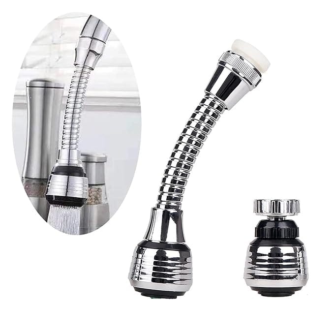Turbo Flex 360 Flexible Faucet Sprayer, Chrome Finish, 2 Spray Settings, 360 Swivel, Universal Fit