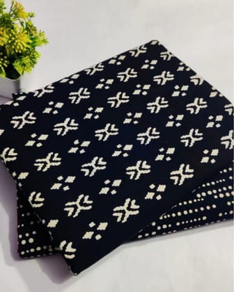 Chaap Raven Black Pure Cotton Blockprinted Suit (Top & Bottom)