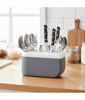 FIT4CHEF Kitchen Spoon Stand Plastic Grey Multi-Purpose Container ( Set of 1 )