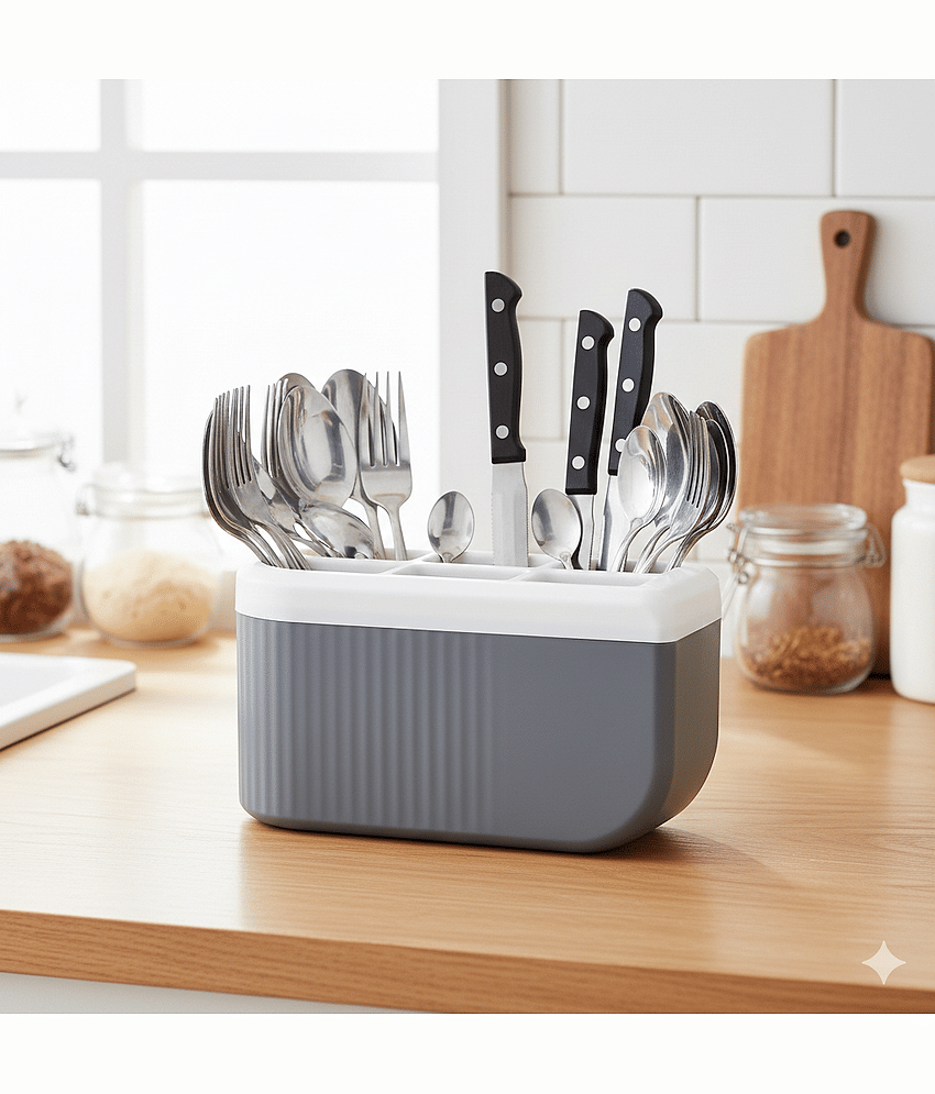 FIT4CHEF Kitchen Spoon Stand Plastic Grey Multi-Purpose Container ( Set of 1 )