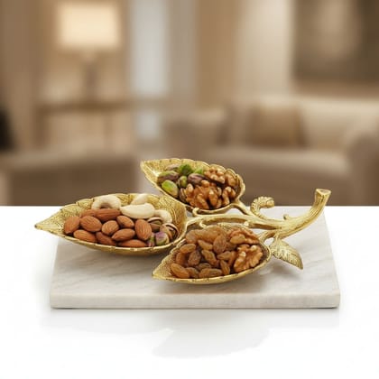 Aluminium Leaf Statue with Storage Box | Designer Home Decor, Height : 1 Inch (ASMAS540 C)