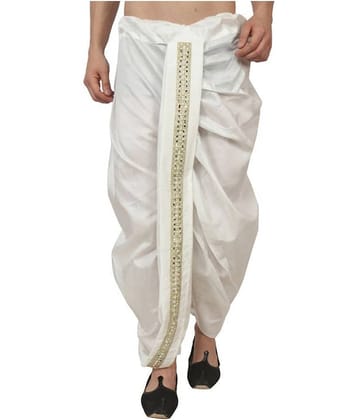 GN hub Silk Men's Dhoti Off-White ( Pack of 1 )