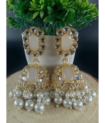 Jiyanshi fashion White Jhumki Earrings ( Pack of 1 )