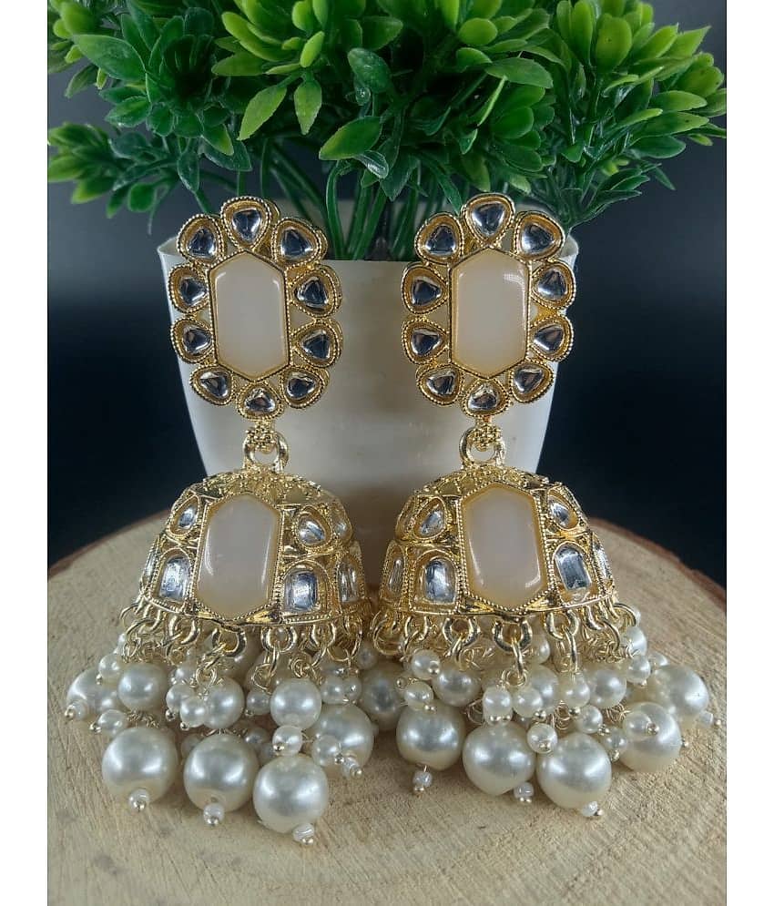 Jiyanshi fashion White Jhumki Earrings ( Pack of 1 )