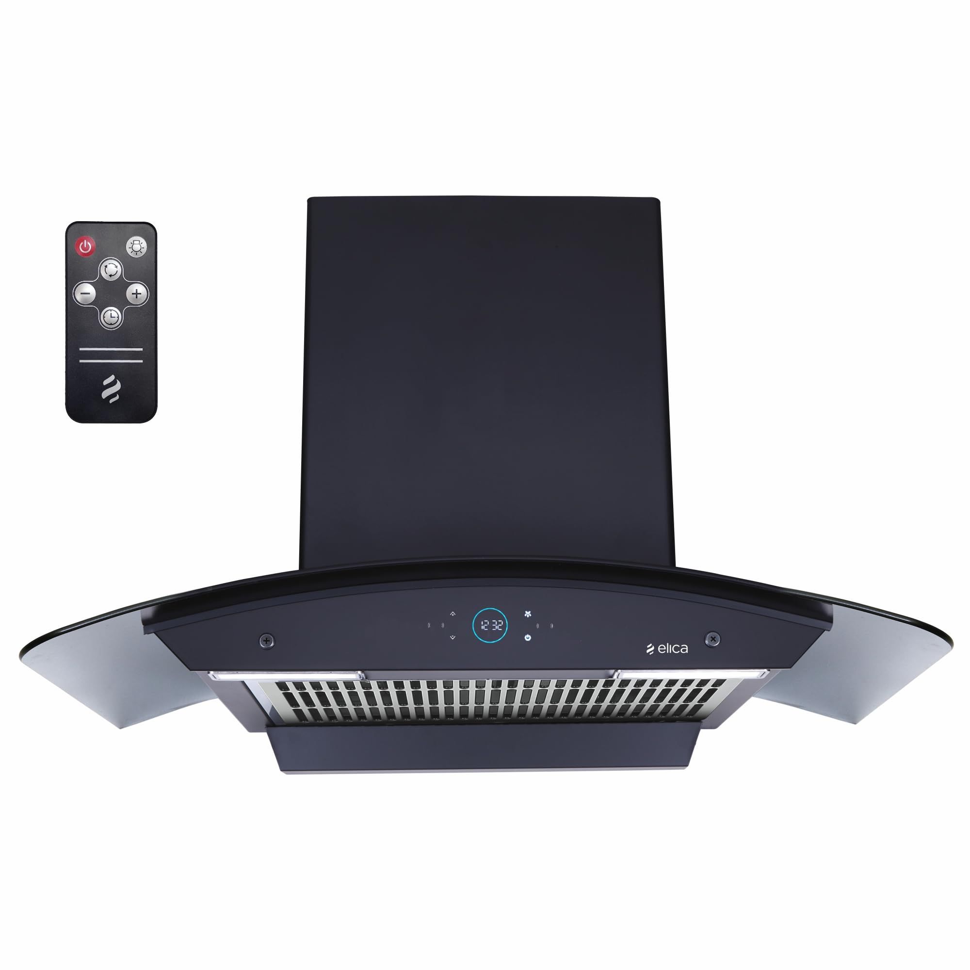 Elica iSMART 5 STAR Performance 90 cm Filterless Heat Autoclean Kitchen Chimney with Inverter Technology, Remote Control and 15 Years Warranty (iSMART GLACE FL HAC 90 LTW NERO) Elica iSMART 5 STAR Performance 90 cm Filterless Heat Autoclean Kitchen Chimn