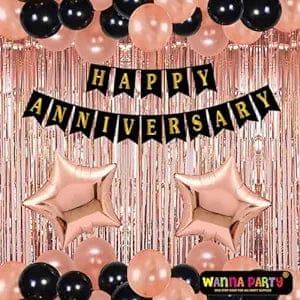 Happy Anniversary Decoration Items - 34Pcs Combo Pack including Happy Anniversary Banner - Party and Festive Needs | Buy online on ZillyBuy