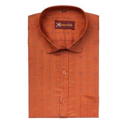 Red Color Lining Butta Cotton Shirts-M (38 Inch) (98 CM) / Full