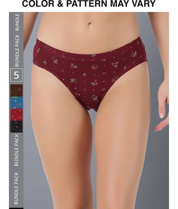 Dollar Lehar Super Combed Cotton Women's Printed Hipster Panty - Pack of 5 - (Print May Vary)