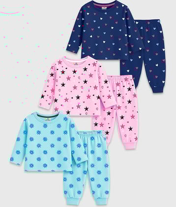 Kuchipoo Pack of 3 Girls Cotton Blend T-shirt & Trackpants ( Multicolor 1 )