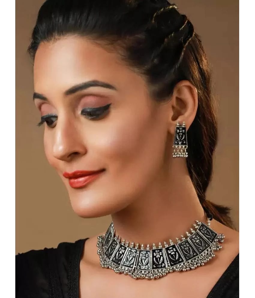 Sunhari Jewels Black Alloy Necklace Set ( Pack of 1 ) - Black