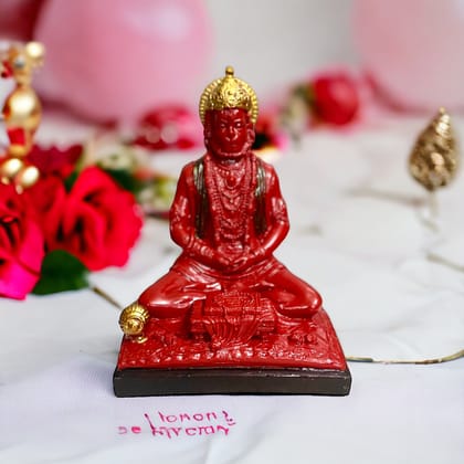 Samadhi Hanuman Sinduri Idol, Meditating Hanuman , H-20 cm-Polyresin