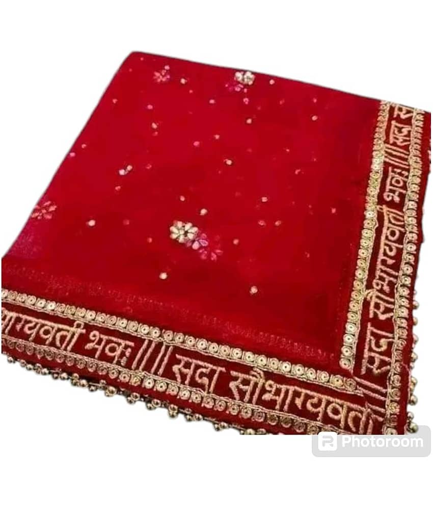 Mamta Red Chanderi Women's Dupatta - ( Pack of 1 )