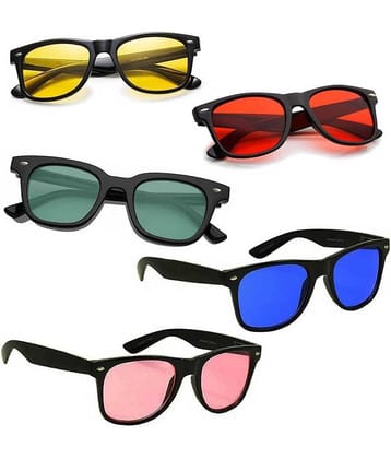 Elligator Multicolor Rectangular Sunglasses ( Pack of 5 )