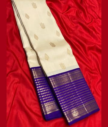 fab woven Art Silk Woven Design Kanjeevaram Sarees With Unstitched Blouse Piece ( Cream )