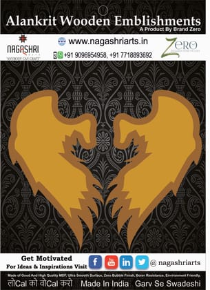 Brand Zero MDF Angle Feather Coaster With Border Frame D1 - Pack of 2 Pairs