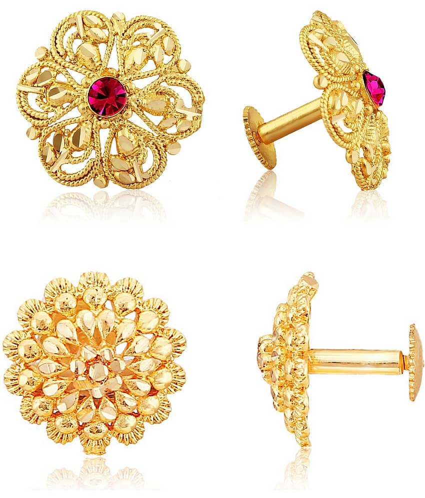 Vighnaharta Traditional South Trend Alloy 1gm Gold Plated Earring Combo set.