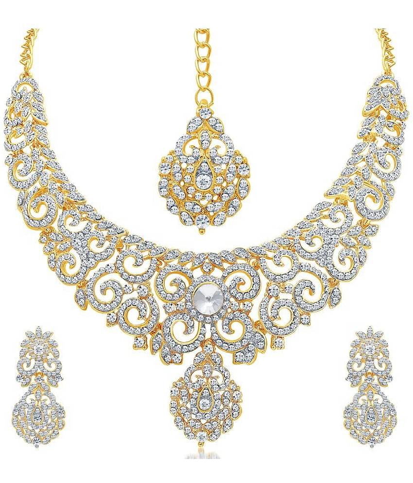 Sukkhi Alloy Golden Collar Traditional 18kt Gold Plated Necklaces Set