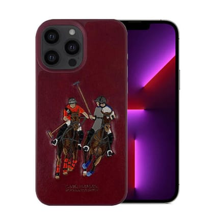 iPhone 13 Cover - Santa Barbara Genuine Leather Case Jockey Series-Red