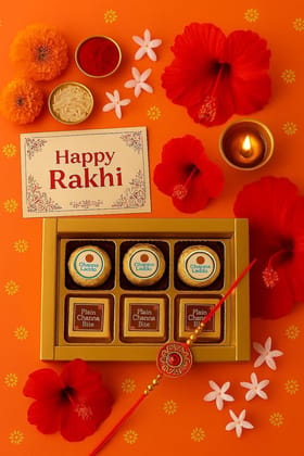 GHASITARAM'S Rakhi Set For brother's Sweet Chana Bites Gift Hamper (6 pc) with Rakhi, Roli Chawal and Happy Raksha Bandhan Greetings Card with Packed Together in a Beautiful Box