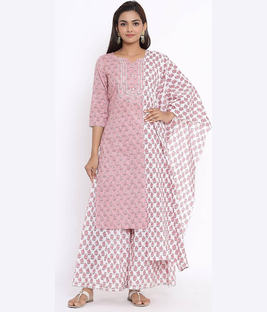 miravan Cotton Kurti With Sharara And Gharara - Stitched Suit