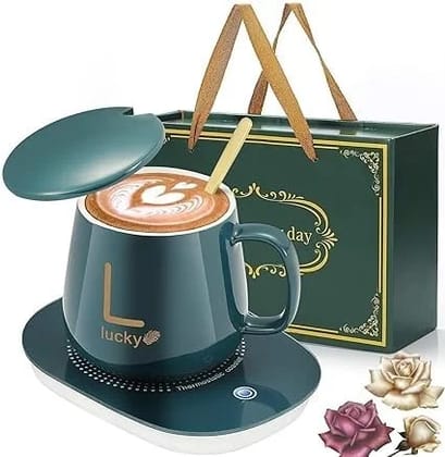 Electric Coffee Mug Warmer with Automatic Thermostat | Desk Cup Heater & Beverage Warmer with Mug Included | Coffee, Tea, Milk & Cocoa Warmer for Home & Office (Multicolor)