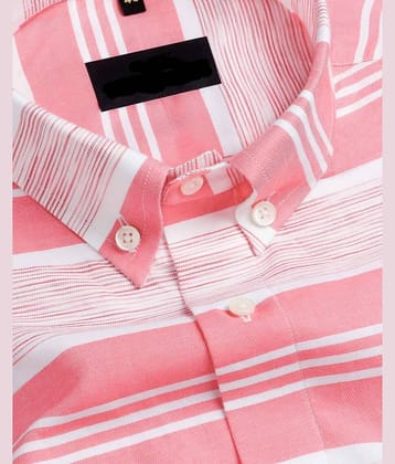 VERTUSY Cotton Blend Regular Fit Striped Full Sleeves Men's Casual Shirt - Pink ( Pack of 1 )