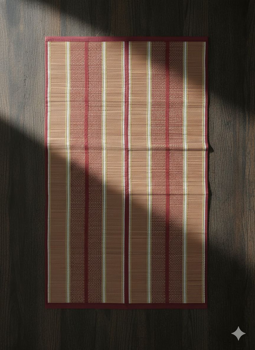Premium Eco Friendly Yoga Mat by Sandhya Mat Unit Cotton and Madurkathi Natural Grass Fiber Blend 3 6 Square Feet