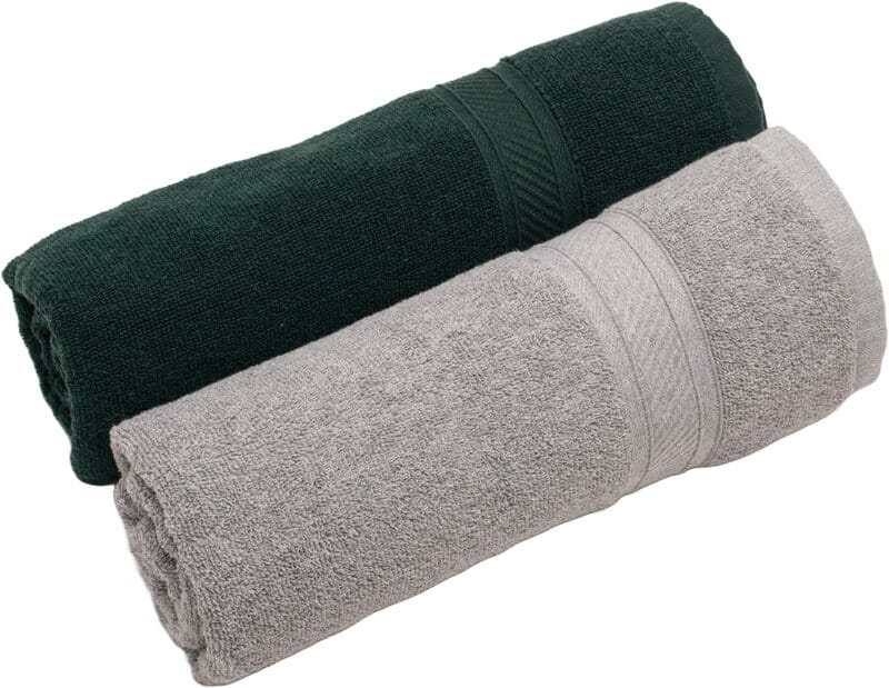 Furnofy Cotton 450 GSM Bath Towel Olive Green, Grey (Pack Of 2)