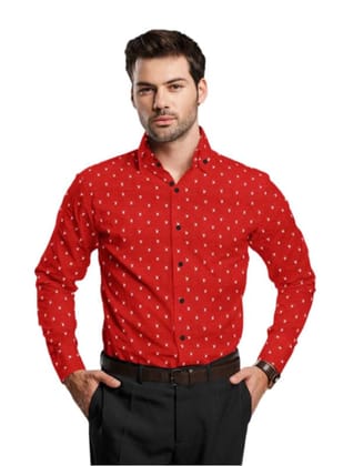 Men's Cotton Blended Printed Full Sleeve Shirt (Red, L)-PID53446 Men's Cotton Blended Printed Full Sleeve Shirt (Red, L)-PID53446