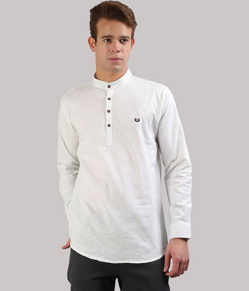 JB JUST BLACK White Linen Men's Shirt Style Kurta ( Pack of 1 )