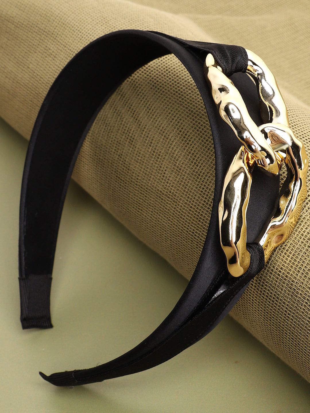 Black Link Detailing Hair Band-Hair Accessory