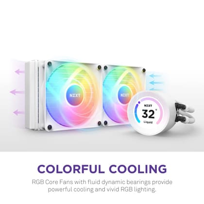 NZXT Kraken Elite 360 RGB 360mm CPU Liquid Cooler/AIO with LCD Display and RGB Fans - White