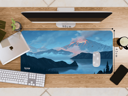 "SKY AND MOUNTAINS BLUE ABSTRACT" Gaming Mousepad- Elevate Your Gaming Experience-Extra Large (42CM x 90CM)