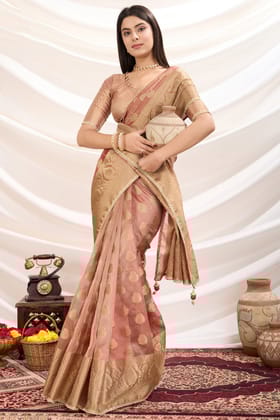 Green Woven Crush Tissue Saree
