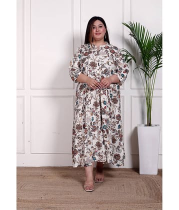 Swasti Women Cotton Blend Printed Gown ( Off White )