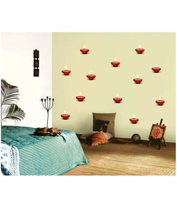 Print Mantras Set of 12 Beautiful Diyas For Diwali Festive Sticker ( 100 x 100 cms )