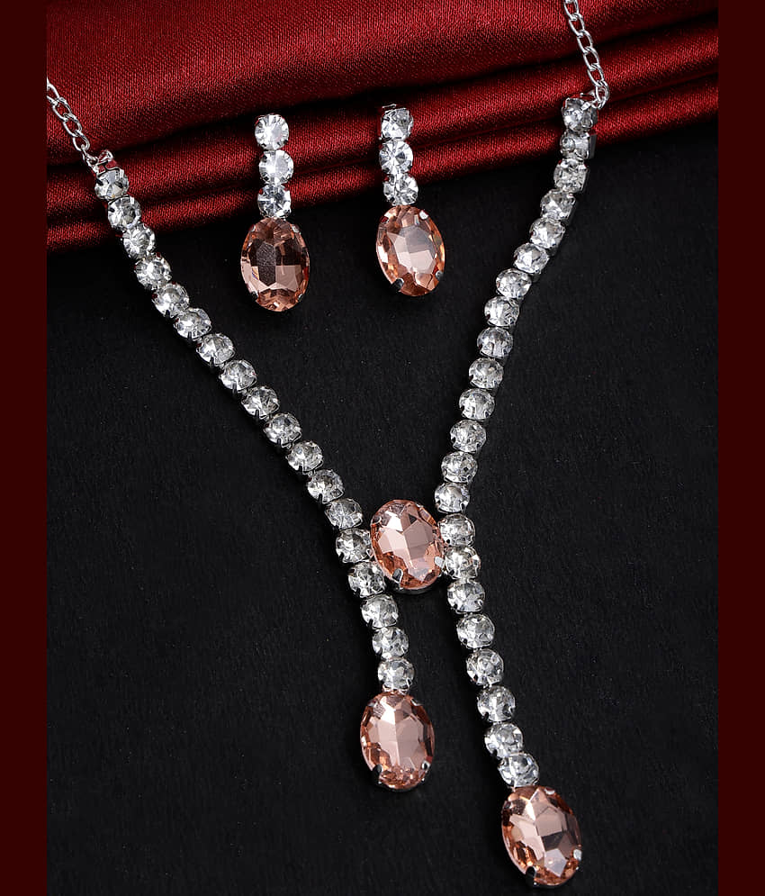 PUJVI Peach Alloy Necklace Set ( Pack of 1 )
