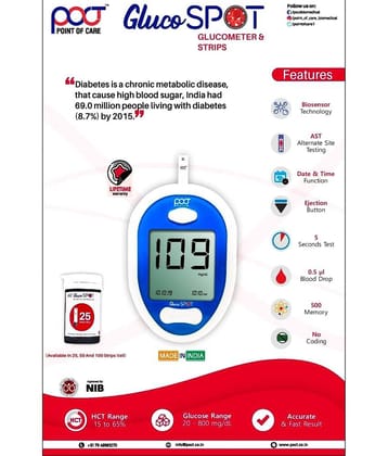 POCT Glucometer with 25 Test Strip