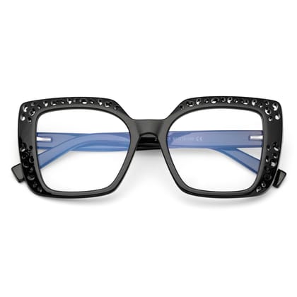 PERKEY Square Full Rim Computer Glasses for Women - OPTL0020-C1-Medium / Clear / Black