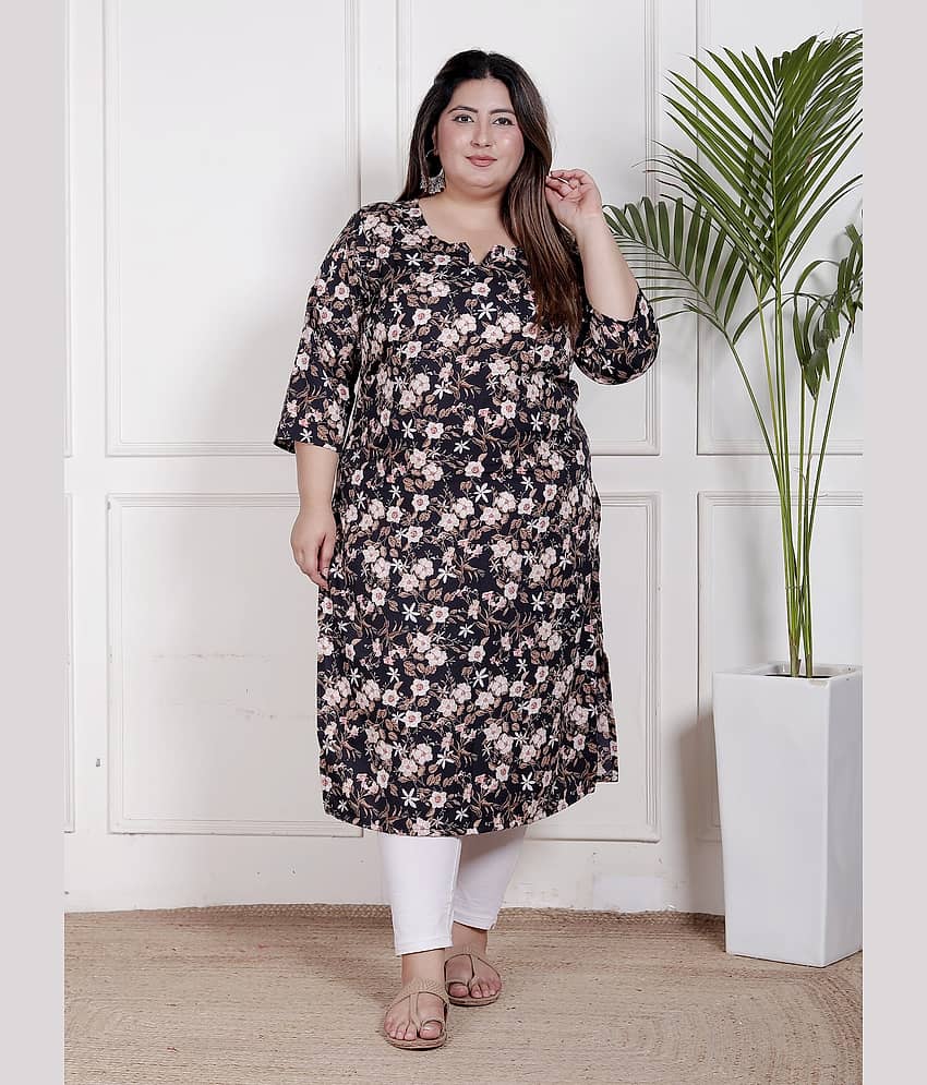 Swasti Women Crepe Printed Straight Kurti ( Black )