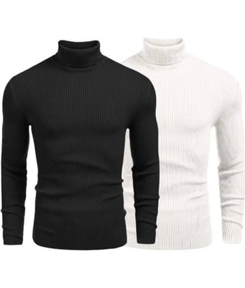 OLENE Woollen Blend High Neck Men's Full Sleeves Pullover Sweater - Black ( Pack of 2 )