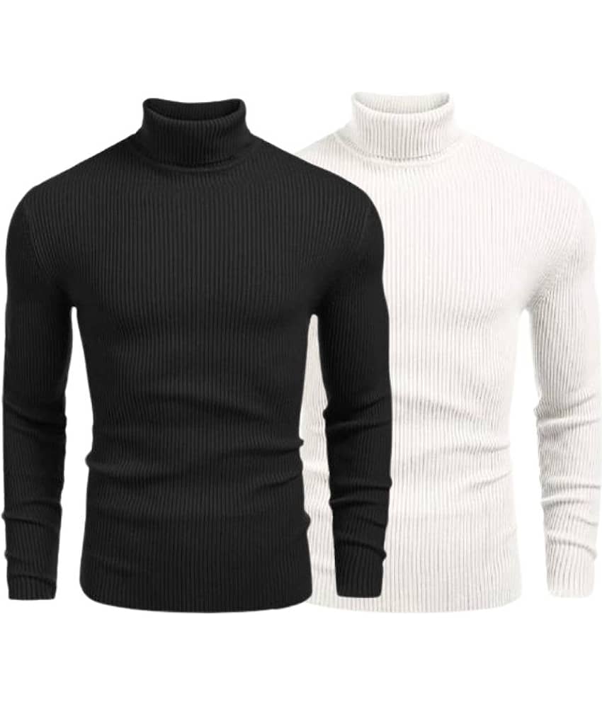 OLENE Woollen Blend High Neck Men's Full Sleeves Pullover Sweater - Black ( Pack of 2 )